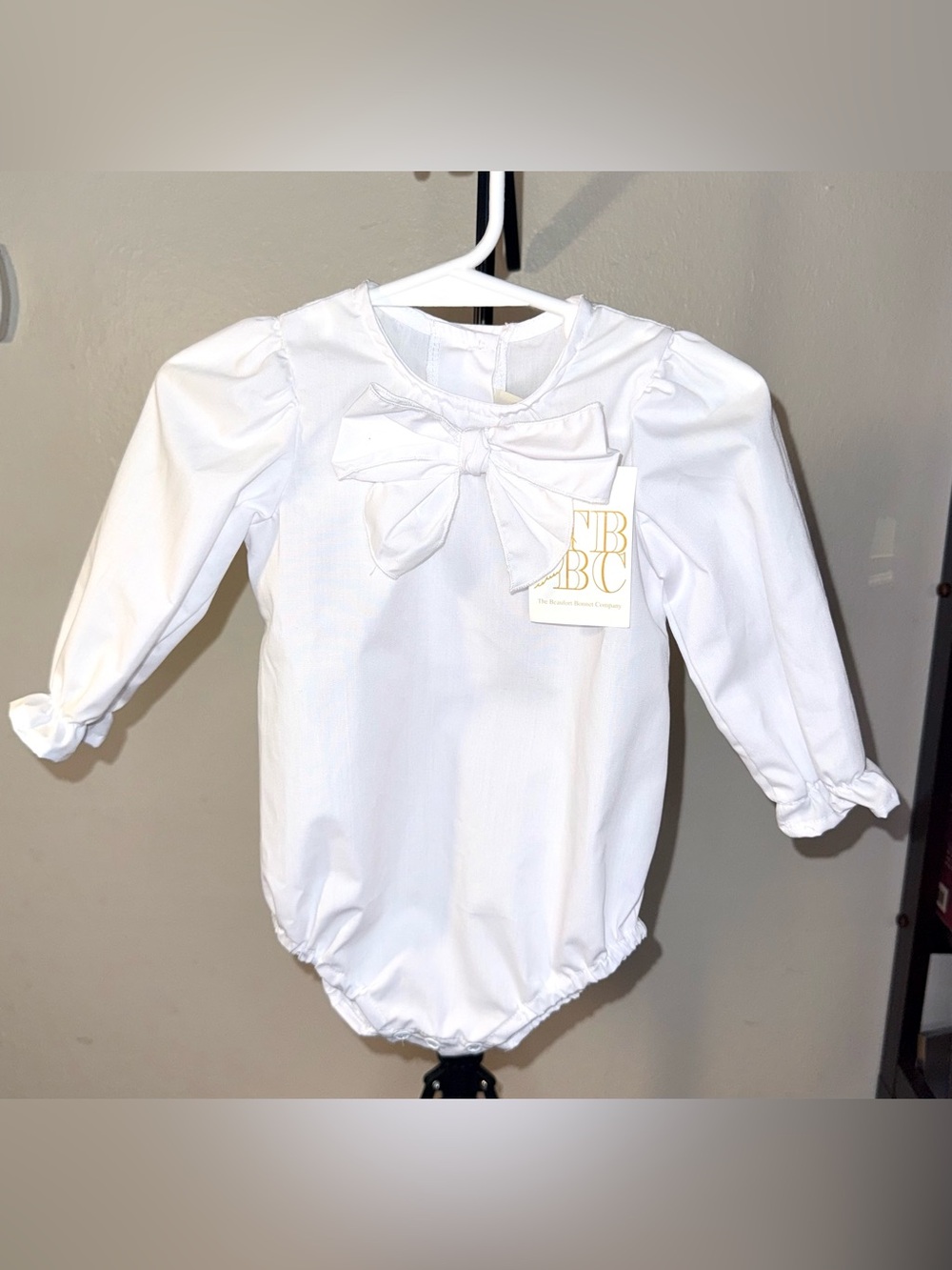 The Beaufort Bonnet Company long sleeve bubble romper with bow, size 0-6 m, NWT